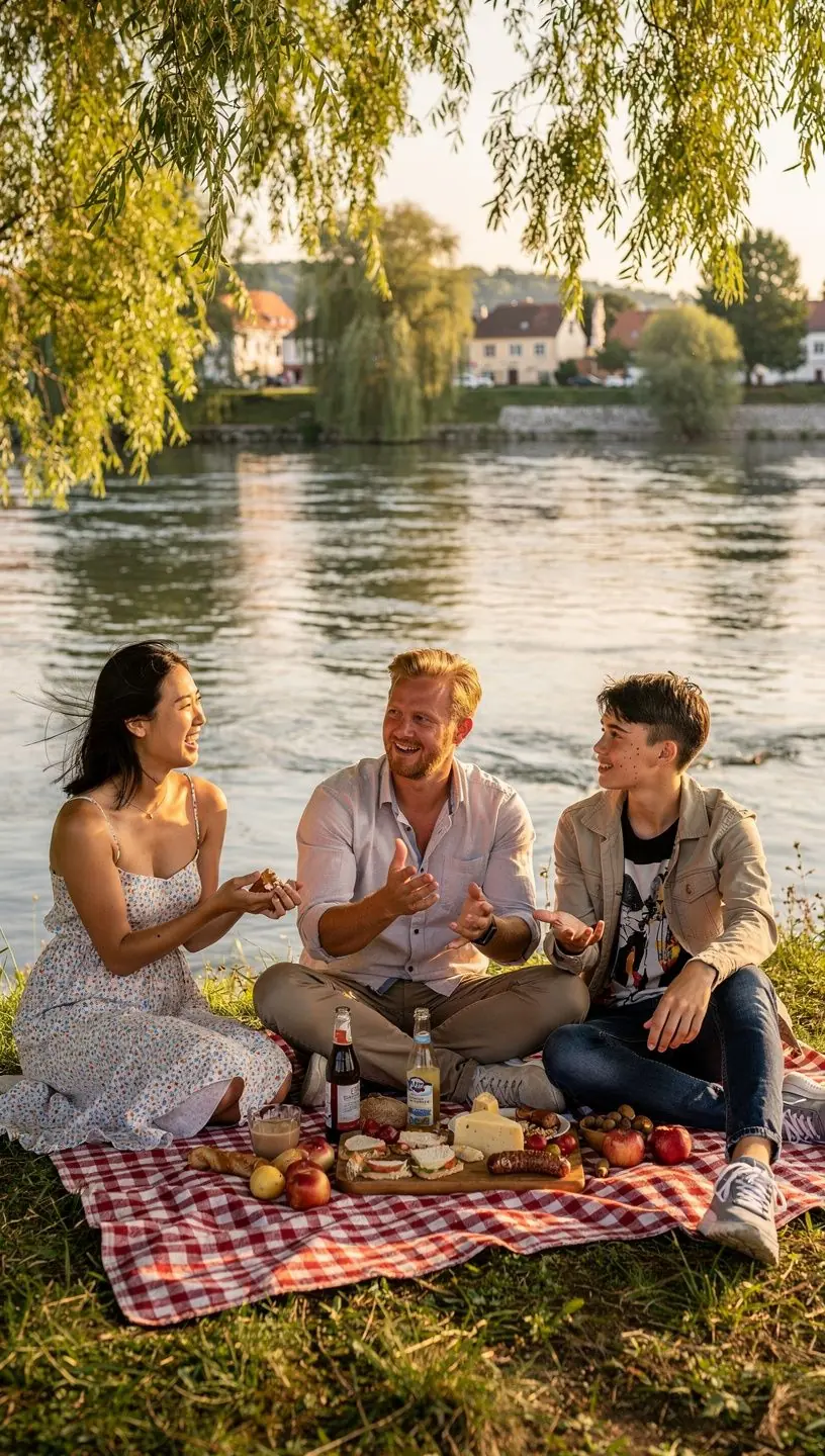 A charming village in Slovakia featuring traditional architecture and scenic landscapes during sunset.